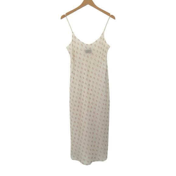 Vintage Natori Chemise Slip Full Length Nightgown Off White & Rose Gold Size M - Picture 1 of 7